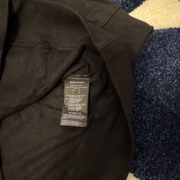 Palm Angels Green Neck Logo Black Hoodie Mens Large - Picture 3 of 4